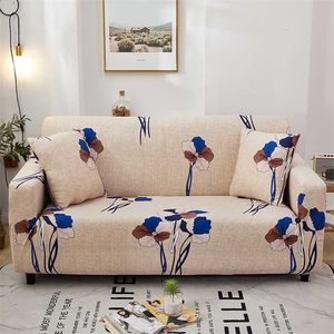 S-Emiga Floral Impresso Sofá Capas para sala de estar Elastic Stretch Slipcover Seção 1/2/3 / 4-Seater 211207