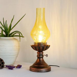 Wholesale vintage glass light shades resale online - Table Lamps Nordic Vintage For Living Room Classical Kerosene Industrial Home Deco Bedside Lamp Glass Shades Light Fixtures