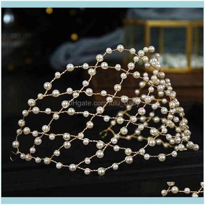 Jewelrypearls Perline Copricapo Copricapo Fasce dorate Fasce per capelli Sposa Donna Ragazza Copricapo Matrimonio Aessories Gioielli per capelli da sposa Drop Deliv