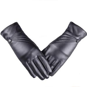 Fingerlose Handschuhe Luxuriöse Frauen Mädchen Schwarz Leder Winter Super Warm Kaschmir Outdoor Radfahren Motorrad #1116 A2 #
