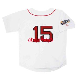 La maglia personalizzata Dustin Pedroia 2007 Home White World Series cucita aggiunge il numero del nome Maglia da baseball