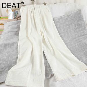 DEAT Spring Winter Solid Color High Waist Straight Wide Leg Casual Corduroy Fashion Temperament Women Pants MZ976 210709