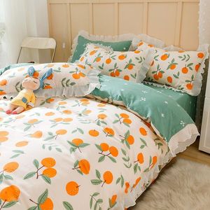 Set di biancheria da letto XU LE Set 100% cotone trapunta morbida modello copripiumino lenzuolo federa piccolo fresco doppio singolo 4 pezzi