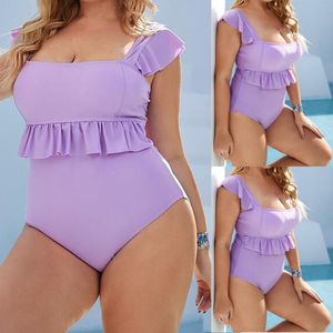 Menas de banho feminina 2021 Push Up Ruffle One Piece Mulheres de maiô PLUS PLUSAS TAMANHO GRANDE ARGUNDOS ARMOS NATAÇÃO Banho de roupas de praia