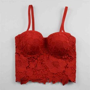 Sexy Crop Tops Women Bralette Crochet Female Lace Camis Halter Summer Sleeveless Vest 210515