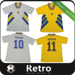 Copa do mundo de 1994 suécia versão retrô camisas de futebol casa dahlin brolin larsson camisa masculina uniforme de futebol personalizado