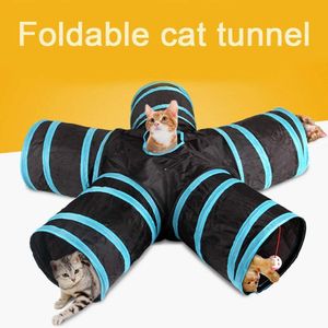 Túnel de gato, 5-túnel de brinquedo dobrável de 5 anos -, gato e cachorro tubos de jogo -black azul