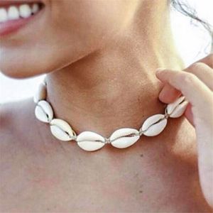 Bohemian Neue Mode Frauen Seil Kette Natürliche Muschel Choker Halskette Kragen Halsketten Shell Colliers für Mädchen Geschenk Boho Schmuck Y0309