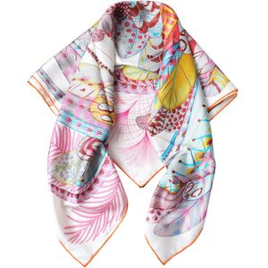 100% Twill Mode Kvinnor E Hijab Pure Real Natural Printed Silk Square 90 cm Söt Girl Scarf All-Match