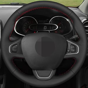 Car Steering Wheel Cover Hand-stitched Black Artificial Leather For Renault Clio 4 (IV) Kaptur Captur 2016-2019