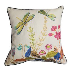 Dragonfly Embroidery Cushion Cover Home Decoration Cotton 3D Butterfly Pillow 45x45cm Farmhouse Decor Cushion/Decorative