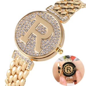 Ladies Quartz Movement Rhinestones Display Flip Cover Design Women Steel Bangle Clock Elegant Casual Female Watches