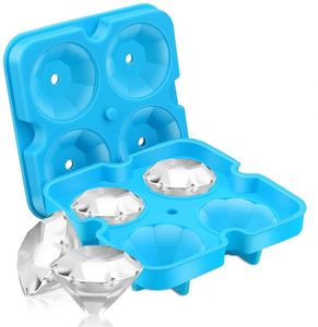 4 Cell Diamond Ice Cube Tray,Bar Tools Easy Release Silicone Mold,Candy Mould, for Whiskey,Cocktails and Juice Beverages RH0326