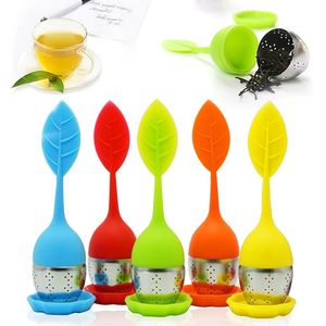 Silicone Handle Tea Infuser Steeper Diffuser With Stainless Steel Strainer And Drip Tray for Herbal Tea
