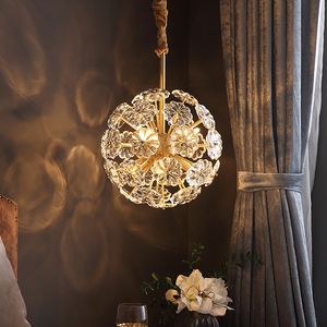 Light luxury dandelion chandelier Lamps post-modern net red living bedroom creative dining room spherical petal crystal lamps