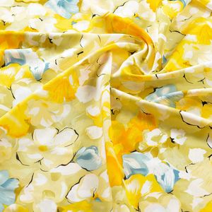 100 cm * 140 cm Żółty Kwiat Rayon Tkaniny Miękki Wiskozowy Materiał do Sukienka 210702