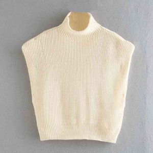 Autumn Women Turtleneck Shoulder Pads Knitting Short Sweater Female Long Sleeve Pullover Casual Lady Loose Tops SW995 210430