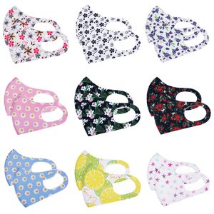 Ice silk masks windproof dustproof multi-color Flower lemon printing face mask men women soft and comfortable washable reusable facemask wholesale