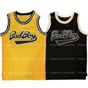 Shippfrom US Biggie Smalls Badboy Basketball Jersey Heren All Stecked Black Yellow Size S XL Top Quality Shirt