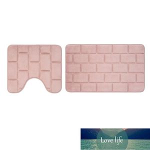 Maty kąpielowe 2 sztuk / zestaw Coral Fleece Mata antypoślizgowa Toaleta Set Water Rugs Rugs Cegła 3D Drzwi wejściowe Dywan Cena Fabryczna Ekspert Quality Najnowszy styl