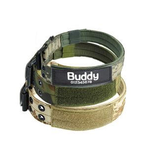 Militaire Tactische Custom Name Dog Collar K9 Werken Duurzame Nylon Kraag Outdoor Training Pet Dog Collars voor kleine grote honden X0703