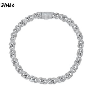 JINAO 2020 NEUE HIP HOP Hohe Qualität Miami Kubanischen Kette Iced 13mm HIP HOP AAA + CZ Nummer 8 form Halskette Schmuck Für Geschenk X0509