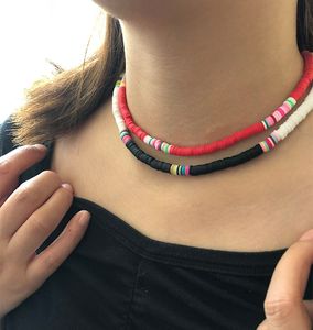 Ausgefallene Polymer-Ton-Scheibenperlen, böhmische Regenbogen-Heishi-Perlen, Halskette, Schmuck, farbenfroher Boho-Schmuck für Damen