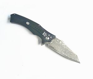 Högkvalitativ Svart Flipper Folding Kniv VG10 Damascus Stålblad Stålplåt + G10 Handtag Utomhus Camping Vandringskula Bearing Fold Knives