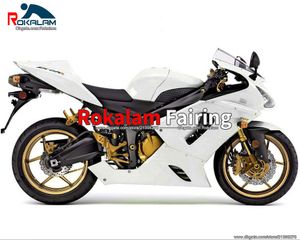 Bodywork White Fairings för Kawasaki ZX-6R 05 06 ZX6R ZX 6R 2005 2006 Sport Motorcykel Fairing Kit (formsprutning)