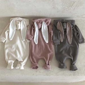 Pagliaccetto con cappuccio per neonato autunnale con simpatica orecchio da coniglio per bambina a maniche lunghe tuta moda coniglio vestiti 211011