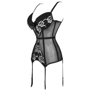 NXY sexy set Black Corset Bustier Sexy Fashion Women Lingerie Boned Top Girdle Waist Floral with Garter Plus Size 1130