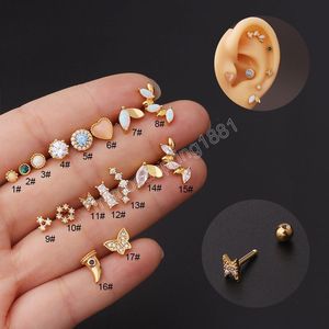 Titan Stahl 1,2 mm Piercing Ohrstecker für Frauen 2022 Trend Schmuck Ohrmanschetten Herzblatt Schmetterling Ohrringe für Teenager