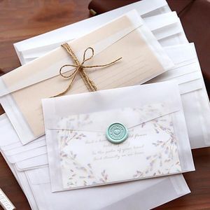 ギフトラップエンベロープ半透明の曇りの結婚式の招待状封筒のカードレトロなDIYポストカードストレージクラフト紙の文房具