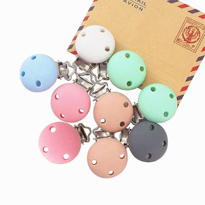 Chenkai 10st 30mm Diameter Round Baby Silicone Clip DIY Spädbarn Halsband Hängsmycke Sensory Nursing Pacifier Teething Cilps Leksaker 220222