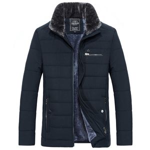 Men's Warm Jacket Winter Parka Fur Collar Windbreaker Cotton Padded Anorak Thick Black Coat Male Casual Autumn Fleece Jacket Men 211023