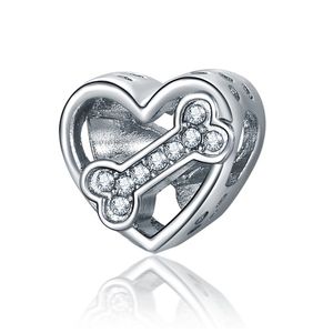 Fit pandora charme pulseira de prata europeu encantos bonito desenhos animados cães de cristal de cristal grânulos diy snake cadeia para mulheres pulseira colar jóias