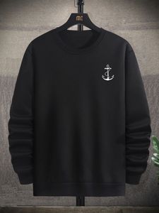 Men Anchor Print Thermal Sweatshirt T9gf#