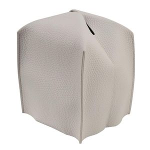 Tissue Boxes Napkins Box Cover Refined Modern PU Leather Square Holder Decorative Holder Organizer White