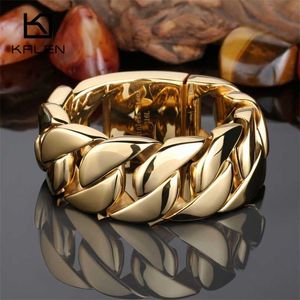 Kalen High Quality 316 Stainless Steel Italy Gold Bracelet Bangle Men's Heavy Chunky Link Chain Fashion Jewelry Gifts 211124