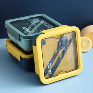 Contenitore per il pranzo portatile per esterni in stile giapponese per bambini Student Square bento Materiale in paglia di grano Contenitori per alimenti a prova di perdite 210709