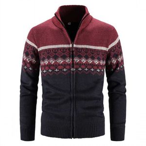 Mężczyźni Cardigan Sweatercoats Nowy Mężczyzna Grubszy Ciepłe Cardigan Swetry Winter Casual Cardigans Slim Fit Stand-Up Collar Swetry 3XL Y0907