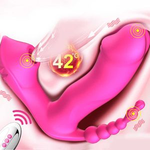 3 в 1 всасывающий вибратор нагревательный носимый фаллоимитатор вибратор анальный VAGINA CLITORIS стимулятор G-Spot oral всасывающий секс игрушки для женщин P0824