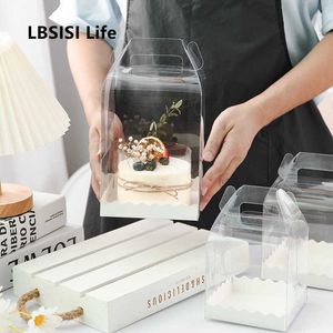 LBSISI Life 10pcs Birthday Decoration Transparent Cake Box Baby Show Gift Package Cookies Bakery Cake Donuts Supplies Boxes 210724