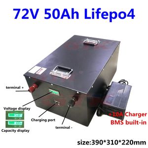 72v 50ah Lifepo4 Batteri för elektrisk för elekittrisk motorcykel Scooter Car Golf Cart gaffeltruckar Caravan + 87.6V 10A laddare
