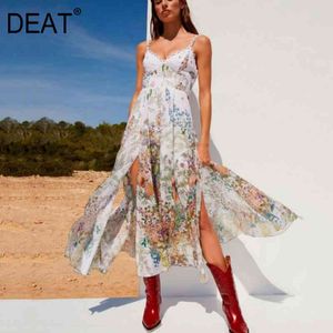 Diaf Summer Fashion Женщины Одежда Ремни Хип Открытый Напечатанный Тонкий Талия Пуловер длинное платье Женский Vestido WR52609L 210428