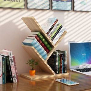 3 camadas em forma de estante de árvores Berçário simples prateleira estudantil livros de desktop e sundries sorting armazenamento quarto estante organizar 211102