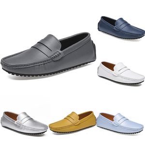 leather peas men's casual driving shoes soft sole fashion black navy white blue silver yellow grey footwear all-match lazy cross-border 38-46 color57