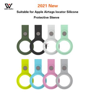 Para Apple AirTags Correias Sem Fio Anti-arranhões GPS Rastreador Protetor Capa Shell Locator Silicone Atacado Bagagem Anti-perdida Air Tags com chaveiro