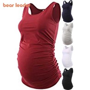 Bear Leader Maternity Summer Casual Vests Fashion Pregnancy Women Solid Color Tank Tops Pregnant Prenatal Clothes Suits 210708
