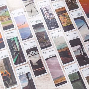 ブックマーク5Sheetsブックマークビンテージマットペットシンプルな半透明のDIYの風景壁の装飾的なスクラップブッキングカード学用品